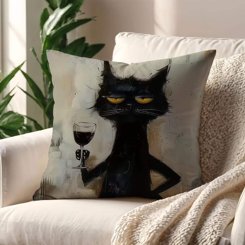 Black Cat Art cushion cover Pillow Cover Decoration Room Home Sofa living Office Car Nordic Simplicity