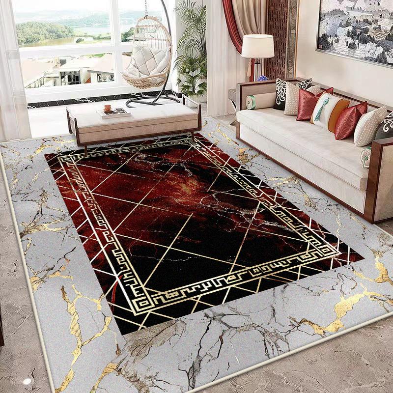 Nordic Marble Style Carpet for Living Room Light Luxury Decoration Sofa Easy Clean Soft Rug Bedroom Bedside Fluffy Non-slip Mat