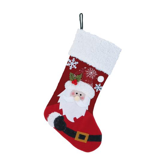 Christmas Stocking Snowman Santa Design Soft Xmas Stockings with Plush Cuff Fireplace Hanging Socks Candy Bag for Tree Fireplace Window Staircase