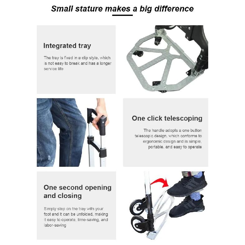 Hotel Trolley 3 Wheels Aluminium Alloy Stair Portable Climbing Cart Folding Hand Truck Luggage Cart With Telescoping Handle