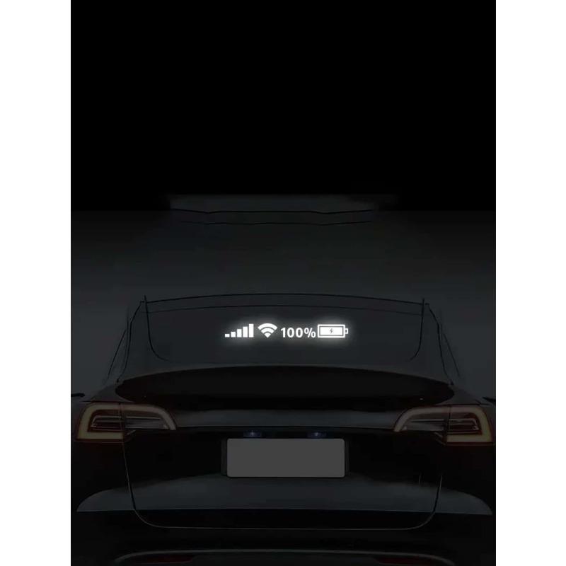 1sheet Reflective Phone Signal Battery Pattern Car Sticker