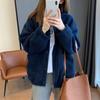 Women's Lamb Wool Fleece Loose Cardigan Top Versatile Warm Autumn Winter Sweatshirt Thickened Jacket