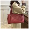Retro Style Faux Leather Tote Bag for Women Large Capacity Shoulder Handbag