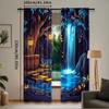 Fantasy Curtain Enchanted Forest Cave Waterfall Magic Tree Bedroom Living Room Dining Curtains Set Of 2 Made Polyester Sitting Decor