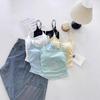 Stilvolles süß-würziges plissiertes Camisole-Westchen mit integrierten Cups für Damen - Vielseitige Innen- & Außenbekleidung mit elegantem Rückendesign