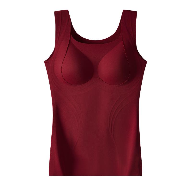 

Autumn and winter thermal vest women s mousse velvet heating and emollient mulberry silk liquid integrated no-wear bra seamless primer Xxl (85c/85d/90ab) 70-80kg