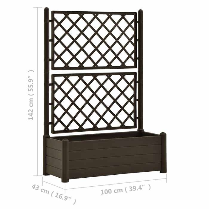 VidaXL Planter with Trellis Raised Garden Bed Flower Box Plant Container Outdoor Patio 313984