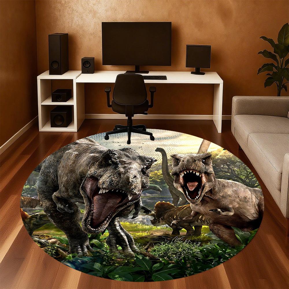 1pc Dinosaur Prehistoric Round Chair mat office Area Rug - Non-Slip, Floor Mat for Office, Bedroom, and Indoor Decor p127188