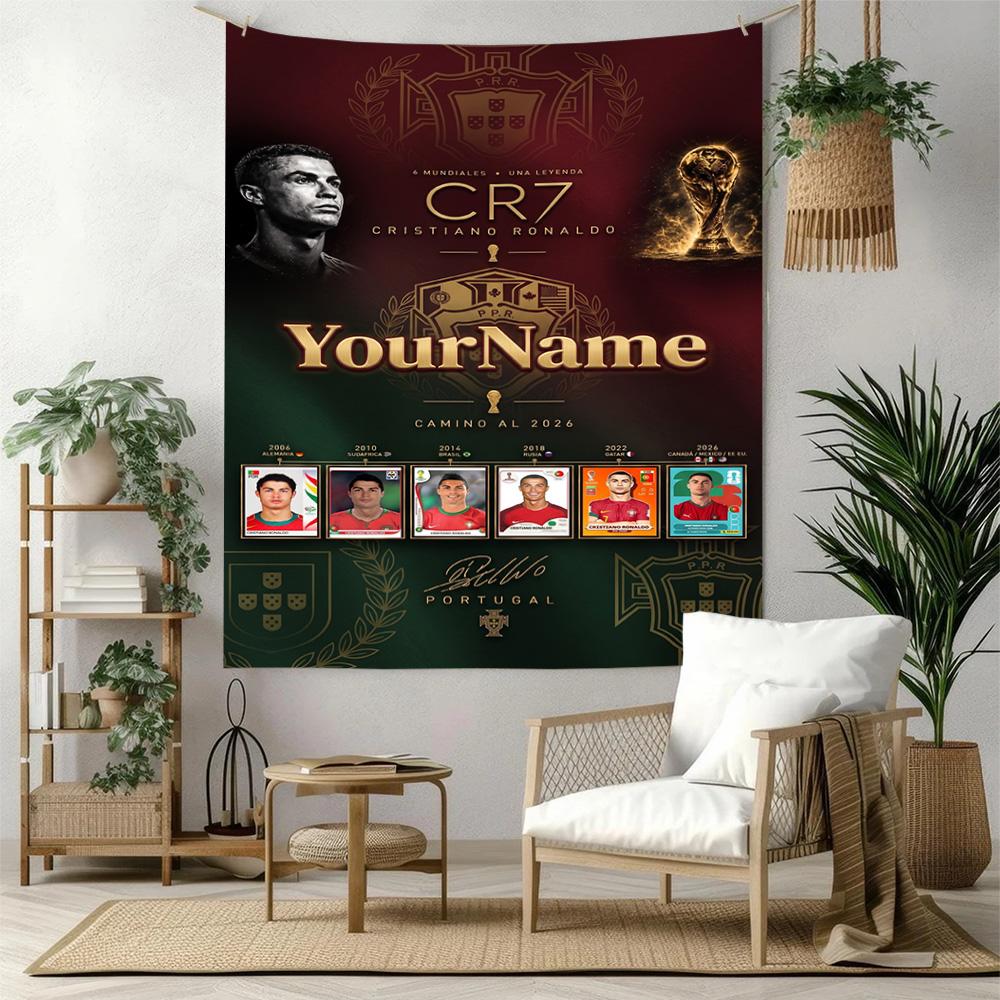 Cristiano Ronaldo Custom Your Name Wall Decor Tapestry Art For Pet Memorial Birthdaywedding Party Backdrop Family Gift