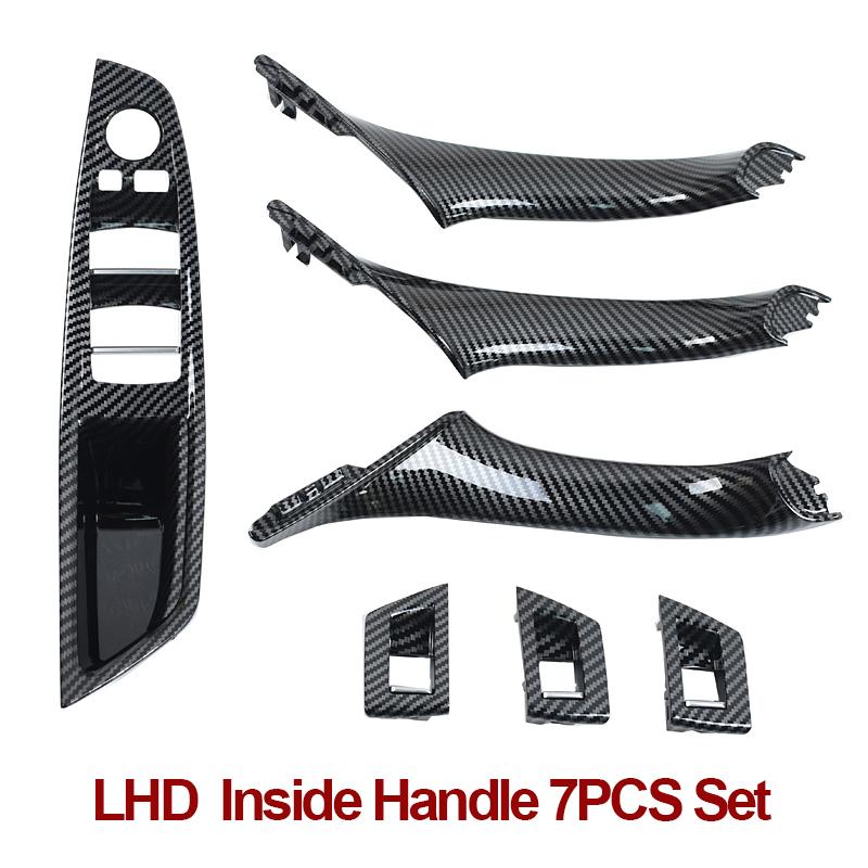 LHD RHD Carbon Fiber Interior Door Pull Handle 7PCS Set For BMW 5 Series F10 F11 F18 520i 523i 525i 528i 535i