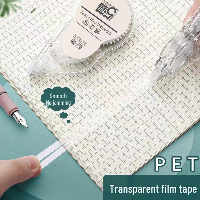 Silent Large Capacity Correction Tape, Smooth Application, No Breakage, Transparent, Easy Press-to-Use - Ideal for Students and Offices.