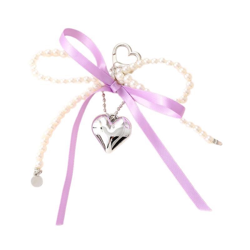 Trendy Creative Heart Ribbon Bowknot Charm Keychain Delicate Key Ring Pendant Exquisite Backpack Decoration Accessories Gifts