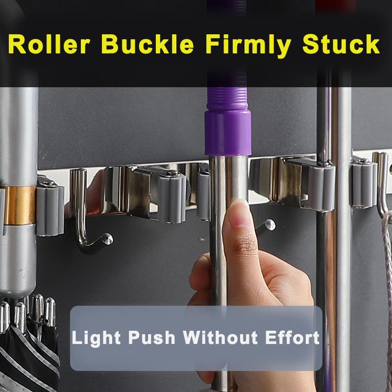 Hanger Heavy Duty Stainless Steel Space Saving Mop Rack Organizer Laundry Room Broom Holder Storage Hook Wall Mount