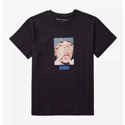 Billie Eilish Glasses Portrait Printed Casual Fashion Summer T-shirt for  and  Loose Oversized Retro Cotton T-shirt