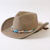 Beliebter europäischer und amerikanischer klassischer Strohgeflecht Western-Cowboyhut für Herren und Damen Outdoor-Mode OL-Stil Geflochtener Zylinder