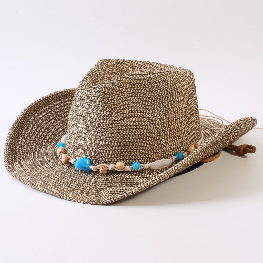 Beliebter europäischer und amerikanischer klassischer Strohgeflecht Western-Cowboyhut für Herren und Damen Outdoor-Mode OL-Stil Geflochtener Zylinder