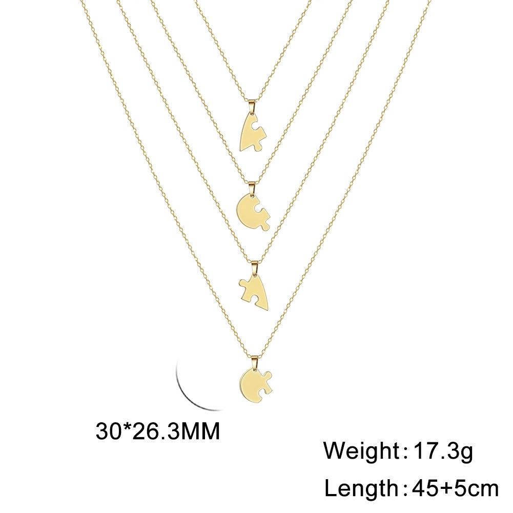  Stainless Steel Combination Heart Puzzles Pendant Necklace Fashion Choker Necklaces Simple Jewelry Best Friends Family