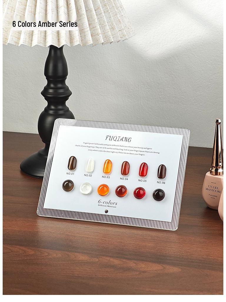 Amber Series Gel Polish Set: 6 Colors Ice Transparent Tea Brown - 2025 Influencer Favorite Phototherapy Nails