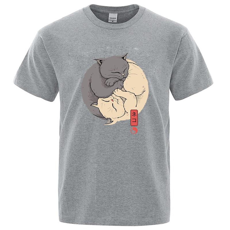 Summer Mens High Quality Tshirt 100 Cotton Short Sleeve Funny Cat Print Tshirt Casual Loose Oneck Cool Tshirt Male Tees