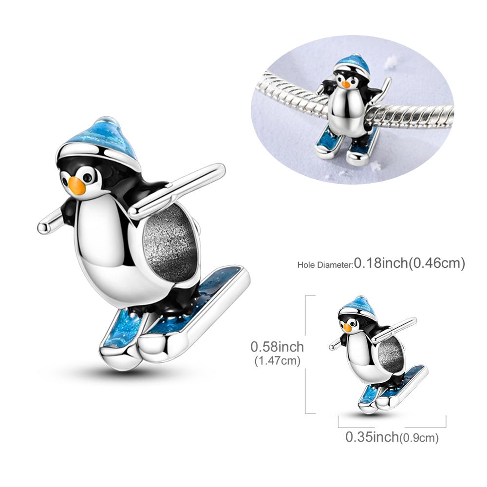 Copper Winter Snowman Penguin Snowflake Charms Beads Fit Original Bracelet For Women Jewelry Making