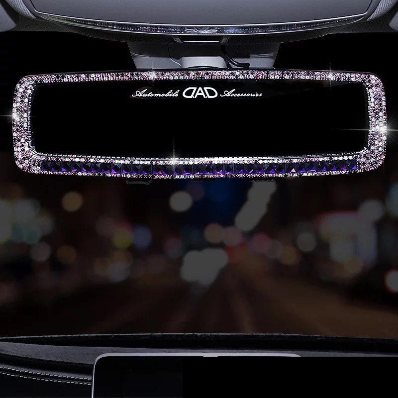 Tassels Crystal Car Rearview Mirror Interior Accessories Bling Rhinestones Butterfly Car Mirror Decoration For Lady