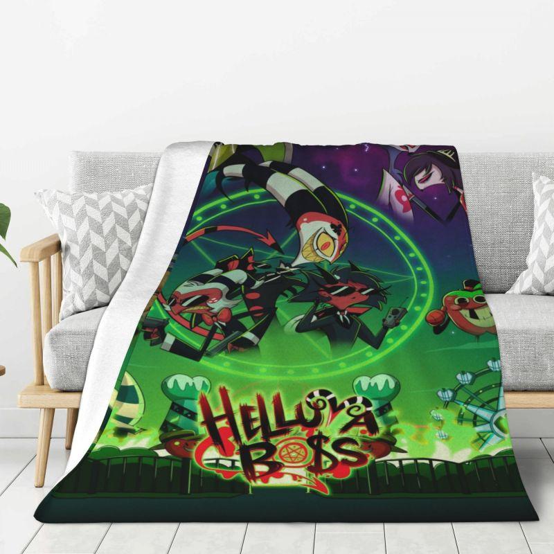 Custom Helluva Boss Black Humor Animated Musical Film Blanket Warm Fleece Soft Flannel Throw Blankets for Bedding Outdoor Autumn