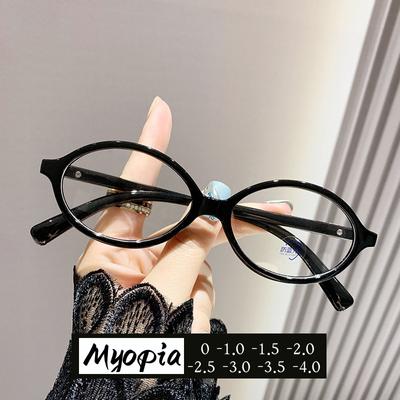 Latest Oval-Shaped Frames Myopia Glasses Anti-Blue Light Minus Eyewear Ladies Eye Protective Screen Goggles Diopters -1.0 -1.5 To -4.0