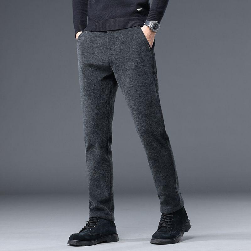 New Woolen Medium and Thick Men's Casual Pants Business Slim-fit Straight Elastic Pants