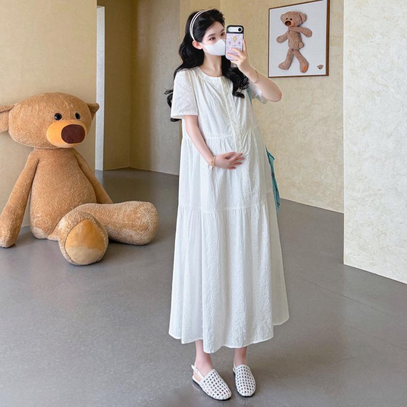 2026 Korean Style Embroidered Slimming Nursing Dress M