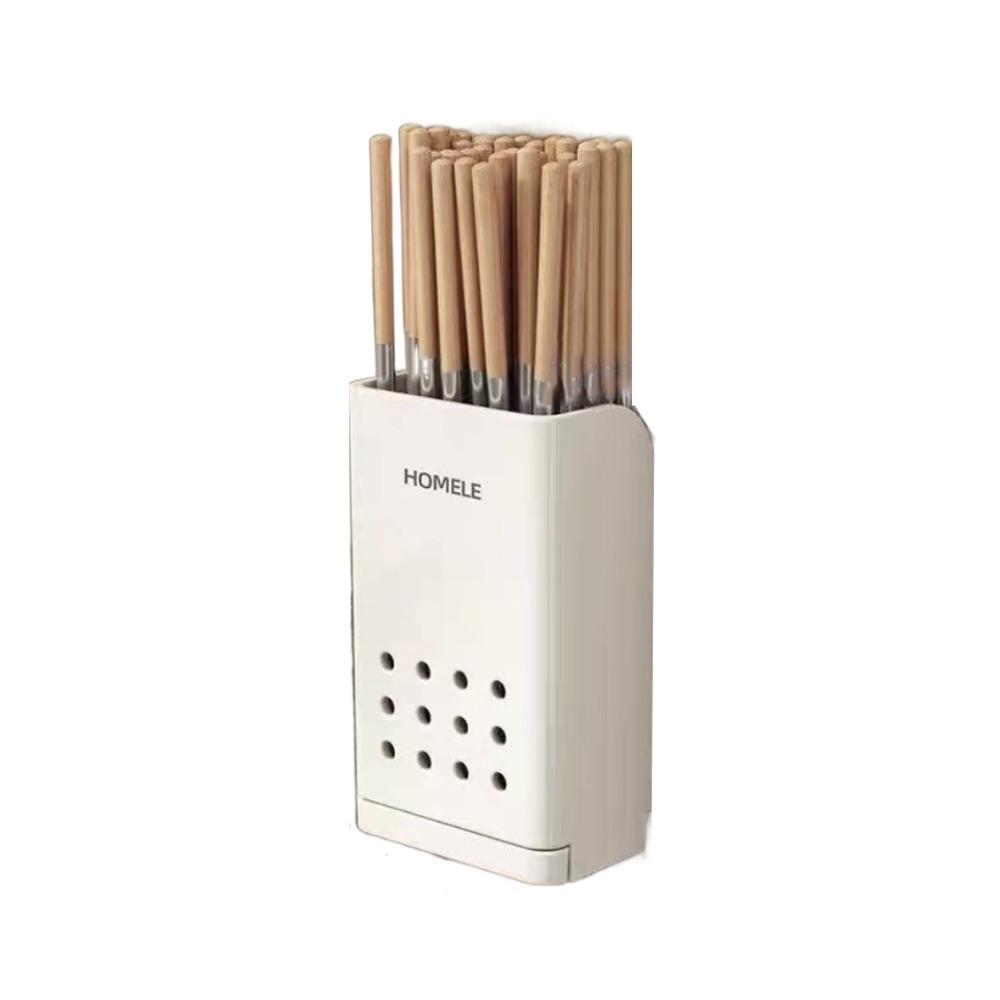 

Self-adhesive Chopsticks Tube Space Saving Tableware Storage Box New Chopsticks Holder White Single Cup