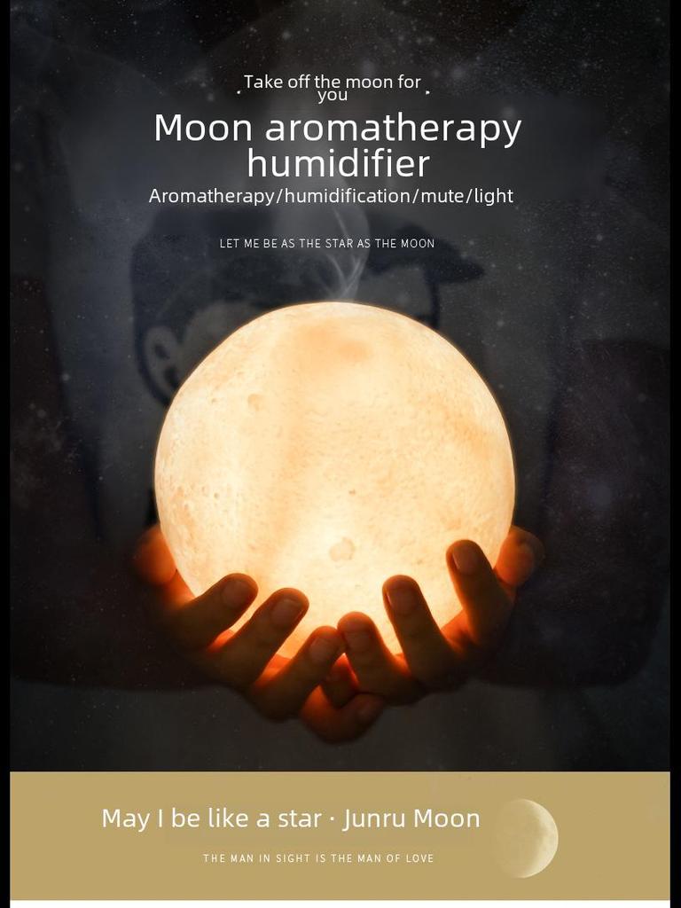 Moon Humidifier: Silent Night Light for Bedroom, Dorm, or Nursery - Ideal for Aromatherapy and Hydration