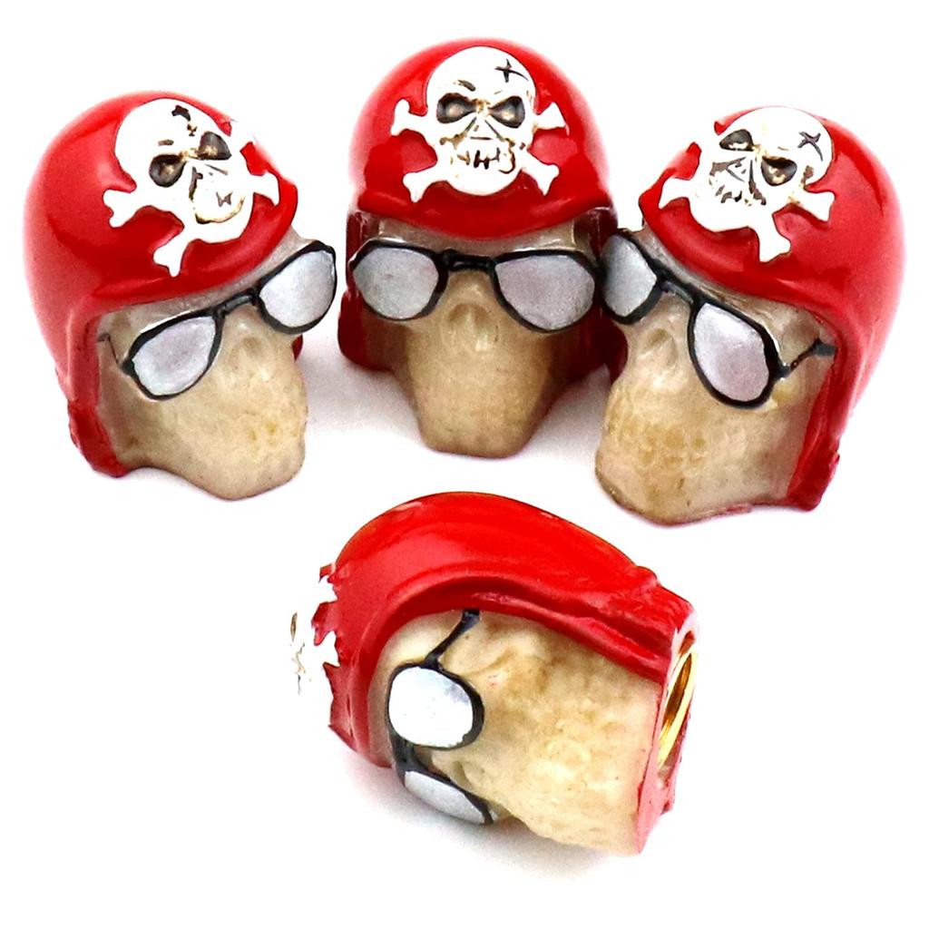 Bashineng Car Tire Valve Stem Caps 4pcs Skull Head Valve Cap Cover Universal Fit