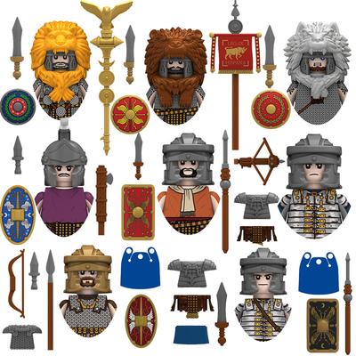 Mittelalterliche Antike Militärfiguren Serie Legions-Fahnenträger Trompeter Armbrustschütze Zenturio Infanterie Modellbausteine Spielzeug