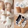Plush Winter Funny Cute Style Animal Cat Paw Cartoon Pattern Women Cotton Socks Super Soft For Female House Sleeping Floor Sox