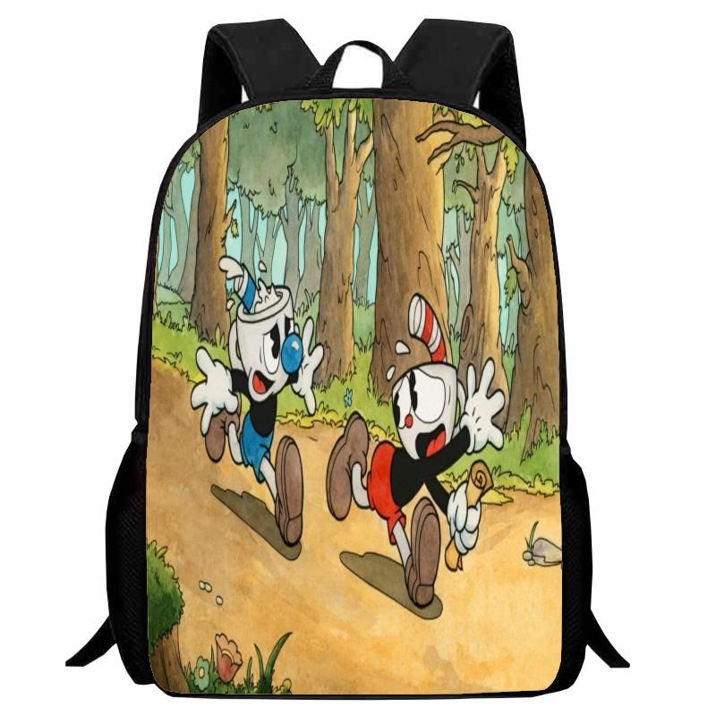 Cuphead Student Backpack Cartoon Teacup Head Backpack Lightweight 123 Grade Boys and Girls