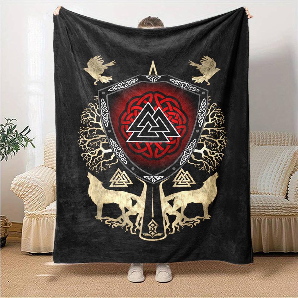 Viking Theme Printed Blanket - Perfect for Couch, Bed, Travel & Outdoor Use | Machine Washable, Cozy & Durable.