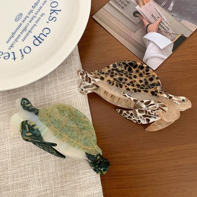 Komik Büyük Boy Deniz Kaplumbağası Asetat Saç Tokası Yaratıcı Okyanus Hayvanı Köpekbalığı Klipsi Kadın Kız Çocuklar İçin Saç Aksesuarları Hediyeler