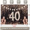 2D Black Rose Gold 40th Birthday Backdrop Diamond Number Photo Booth Prop