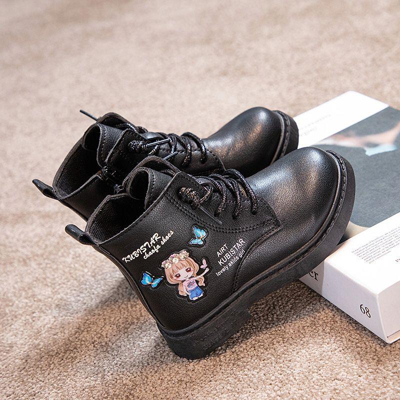 Girls' Princess Boots Autumn and Winter Children's Fashionable Fleece Leather Boots