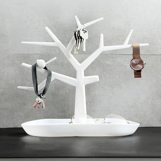 Porta-chaves de árvore com bandeja para penteadeira, decoração para casa, corredor, vários cabides para chaves, suporte para relógio, caixa de armazenamento decorativa