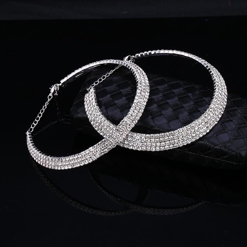 Fashion Jewelry Full Diamond Rhinestone Multi-layer Multi-row Collar Bridal Crystal Collar Short Collar Necklace