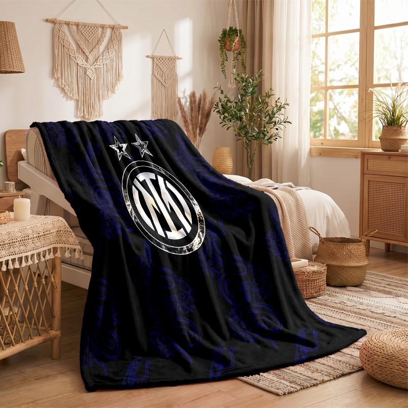 Inter Milan Print Flannel Blanket Soft Warm Sofa Bed Throw Blanket For Home Office Bedroom
