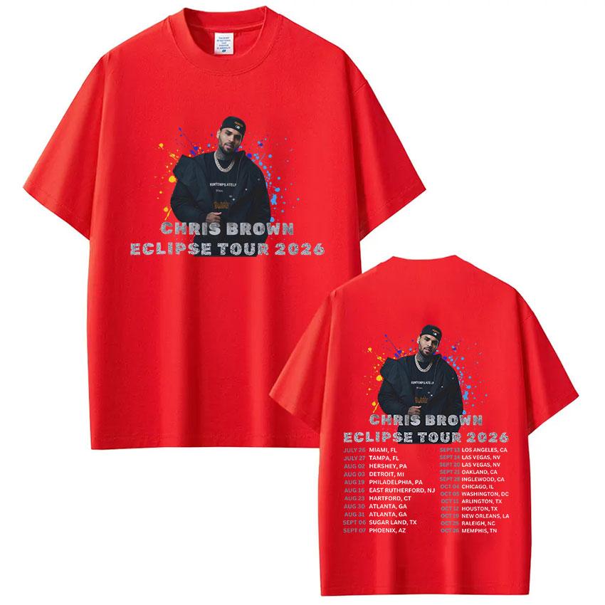 Rapper Chris Brown Eclipse Tour 2026 Concert Merch Tshirt Fan Gifts Unisexs Women Fashion Hip Hop T Shirt Cotton Casual Tshirts