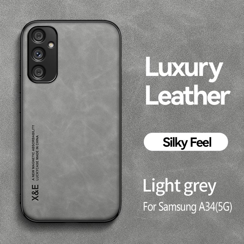 For Samsung Galaxy A34 5G Case Luxury Leather Magnetic Holder Phone Case For Samsung A34 A 34 SM-A346M 6.6" Silicone Back Cover