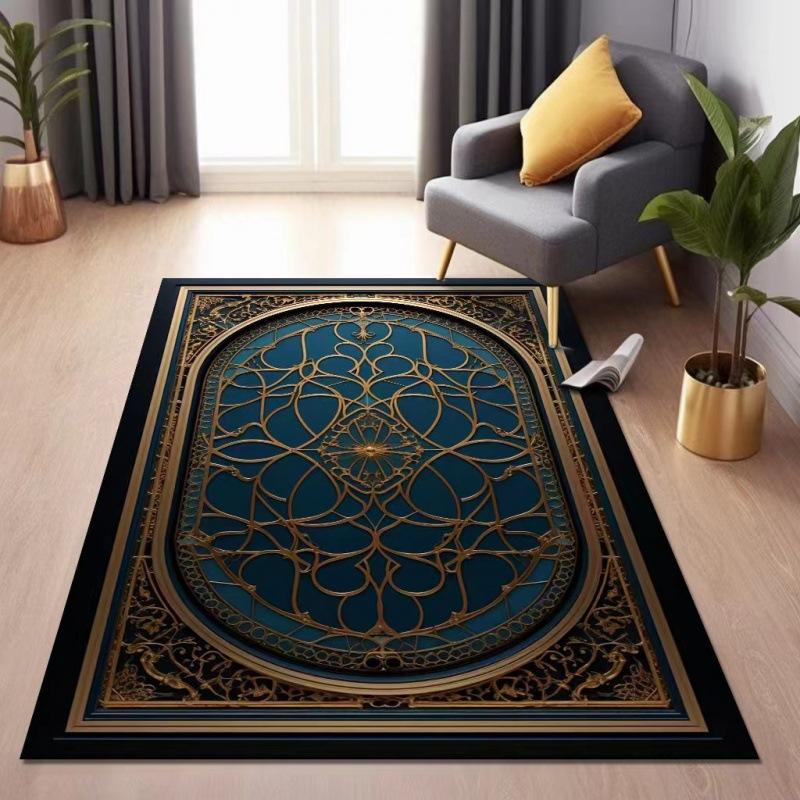 Ethnic Style Worship Carpet Crystal Velvet Kneeling Mat Non-Slip Wear Resistant Prayer Carpet Home Decoration