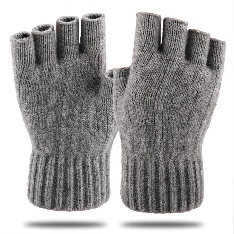 2020Outdoor Half Finger Gloves Women Men Winter Warm Wool Mittens Unisex Elastic Knitted Touchscreen Nonslip Fingerless Gloves
