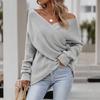 Women's Cross V-Neck Loose Fit Long Sleeve Knit Sweater