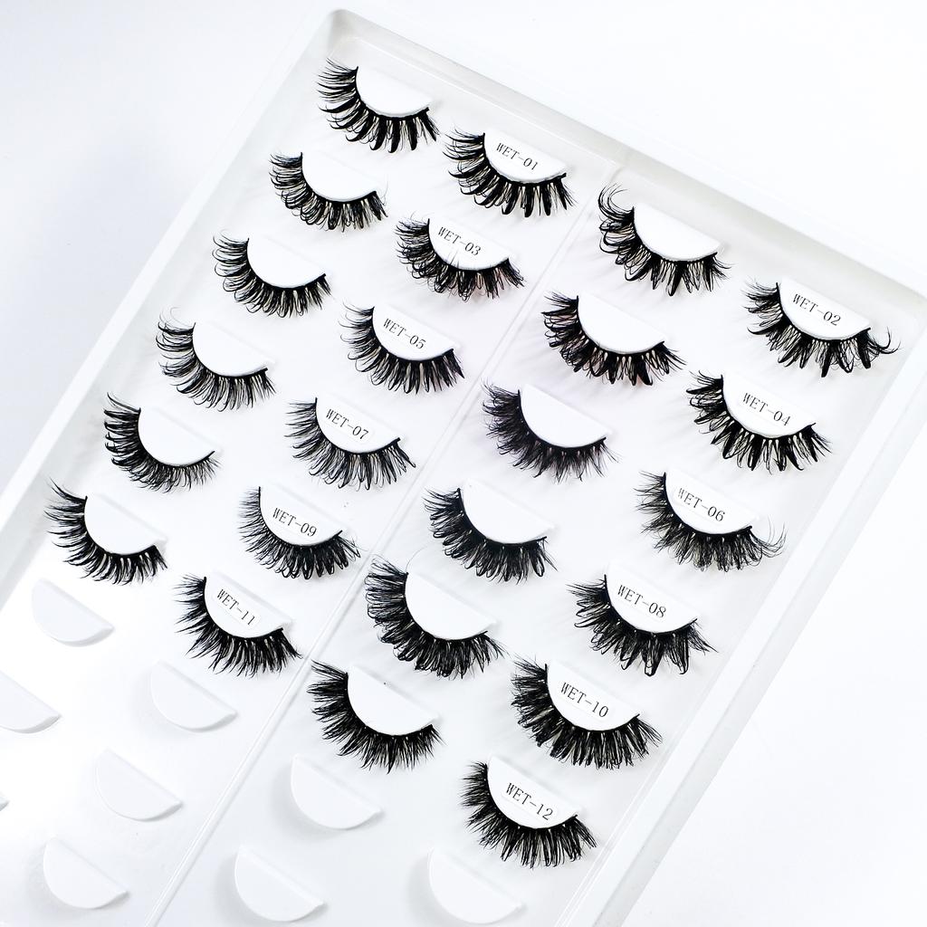 New Wet Spikey Lashes Makeup D Curl Russian Strip Fake Eyelashes Cosplay Natural Full Strip Lashes Supplies