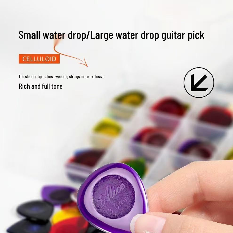 Alice Water Drop Transparent Guitar & Bass Plectrums - Available In Two Sizes for JM/JS Acoustic & Electric Models