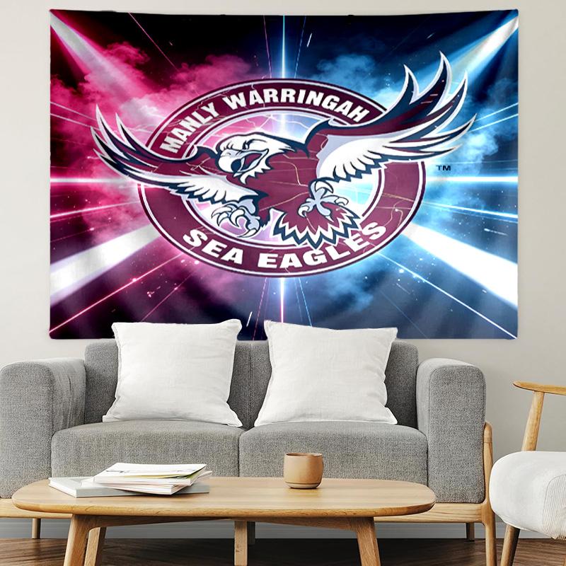 Manly Warringah Sea Eagles Print Tapestry, Lightweight Wall Hanging, for Bedroom, Dorm, Living Room, Home Art Decor, Birthday Christmas Gift for Frien
